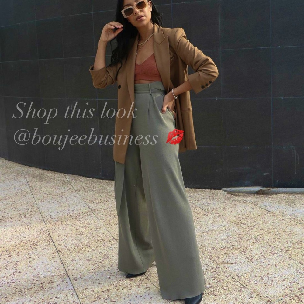 ZARA BNWT Wide Leg Belted Knit Pants - Picture 5 of 8